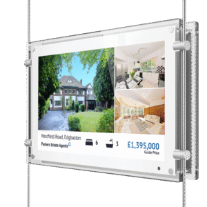 15" Digital Rod Display, Rod Powered Displays, Sunlight Readable, LED FrameIlluminated LED Frame, A4 Rear Graphic Pocket