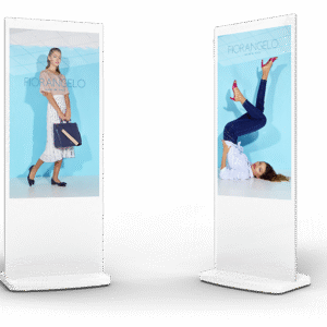 55" White Android Freestanding Digital Poster, USB Plug and Play, lightweightLightweight Design, Internal Locker, Eco-Friendly Power Timer, 24/7 Usage