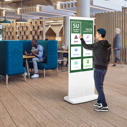 55" White Freestanding PCAP Touch Screen Posters, 10 Point PCAP Touch, Integrated Android Media Player, Lightweight Design, Internal Locker - Image 4
