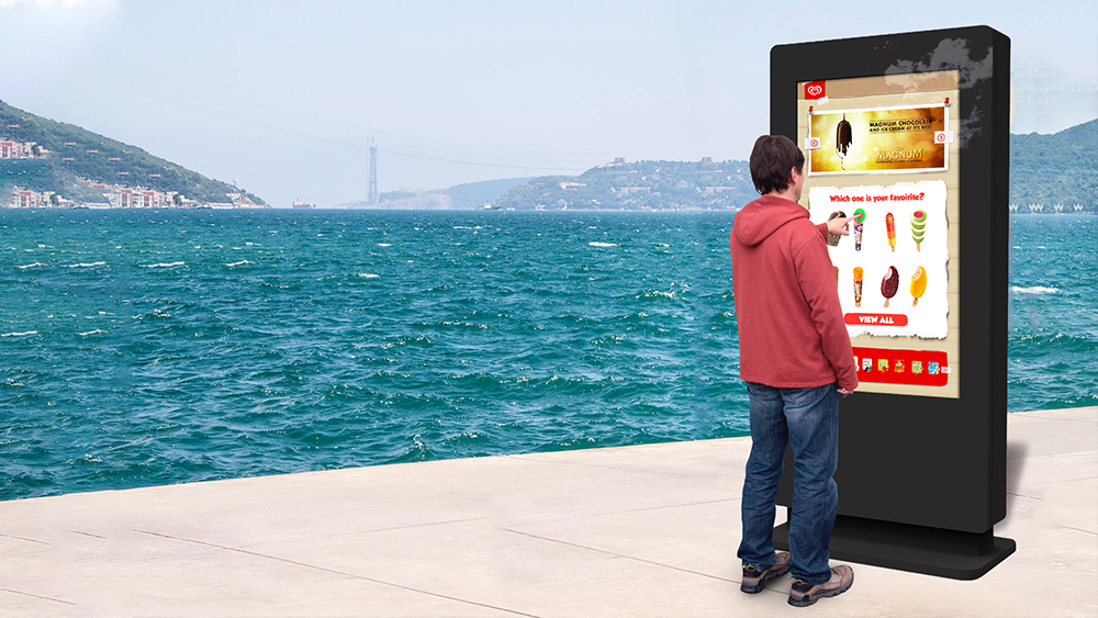 75" Freestanding PCAP Outdoor Touch Screen Poster, 2500cd/m² Brightness, Weather Proof, Vandal Proof, Smart Temperature Control System, Steel Enclosure - Image 4