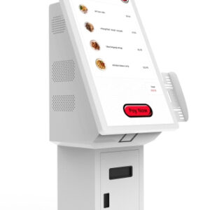 27" PCAP Self Service Kiosk, PCAP Touch Screen, Anti-Vandal Glass and Mounting, Integrated QR Code Scanner, Integrated Epson Receipt Printer