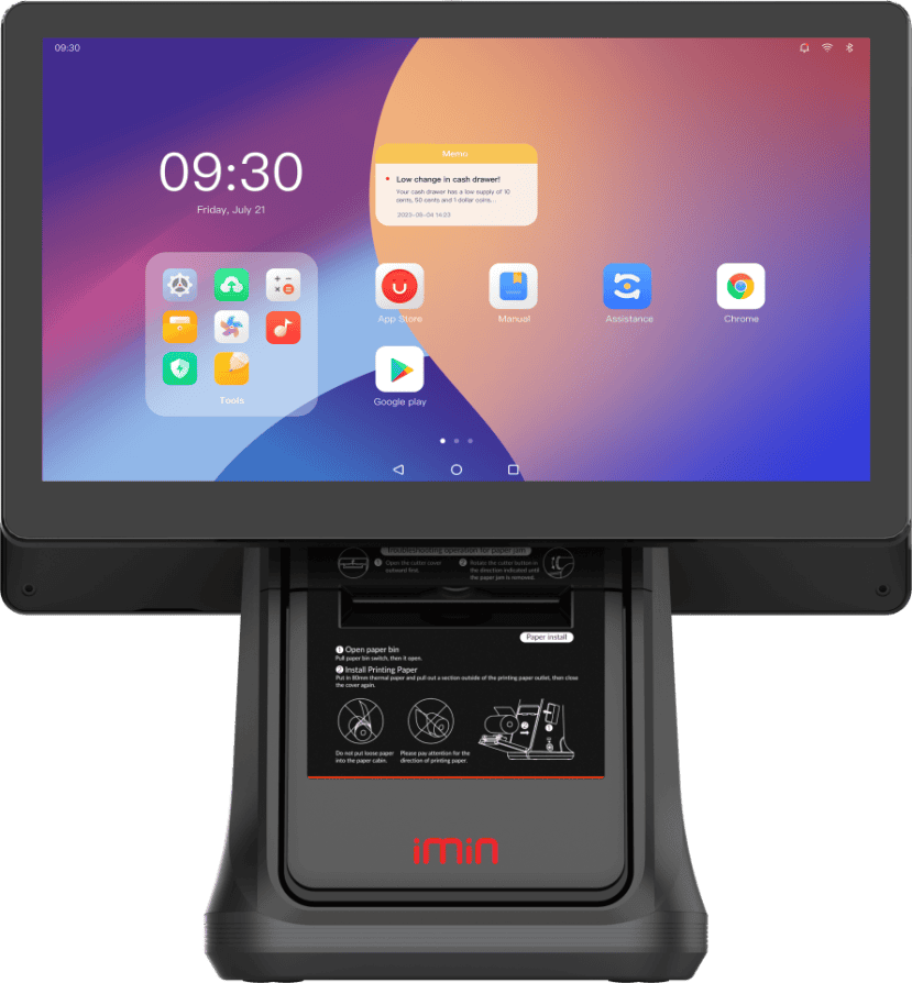 iMin D4-504 Desktop POS Terminal, EPOS Touch Terminal, Display 15.6″ + 10.1″ CFD, 80mm Thermal Printer - Image 6
