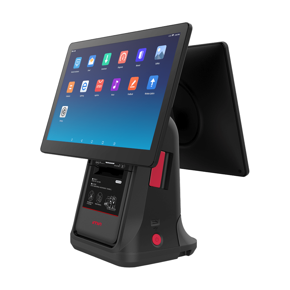 iMin D4-504 Desktop POS Terminal, EPOS Touch Terminal, Display 15.6″ + 10.1″ CFD, 80mm Thermal Printer